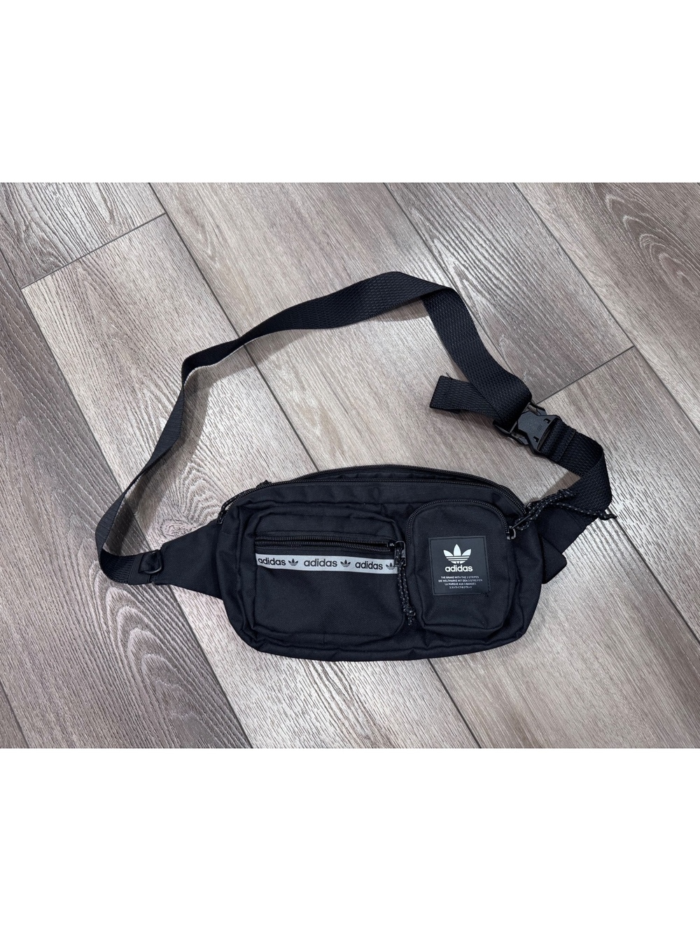 Adidas Black Waist Bag with Multiple Zip Pockets